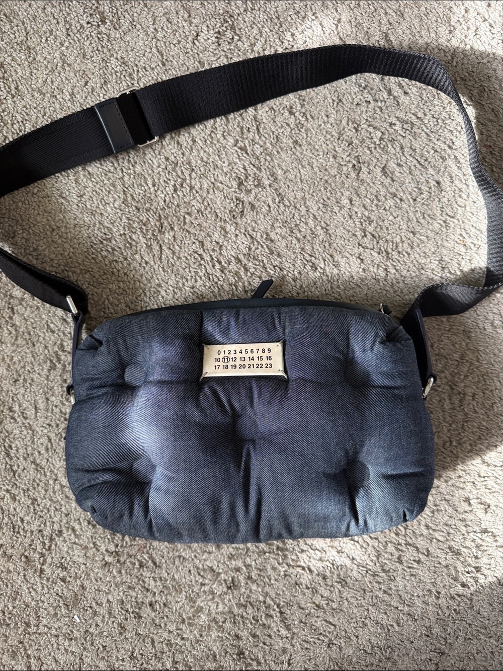 Maison Martin Margiela Quilted Navy and Black Messenger glam sports bag
